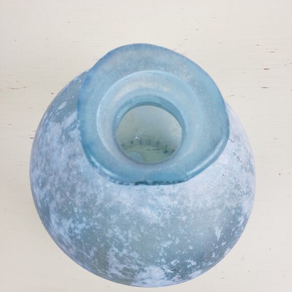 SAN MIGUEL VIDRIOS Textured Green Bulbous Recycled Art Glass Vase Bottle SPAIN - Picture 6 of 8